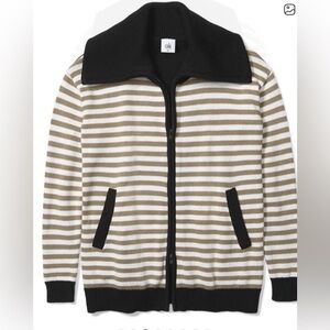 CAbi Mascot Black and Tan Striped Cardigan. Medium. NWOT.